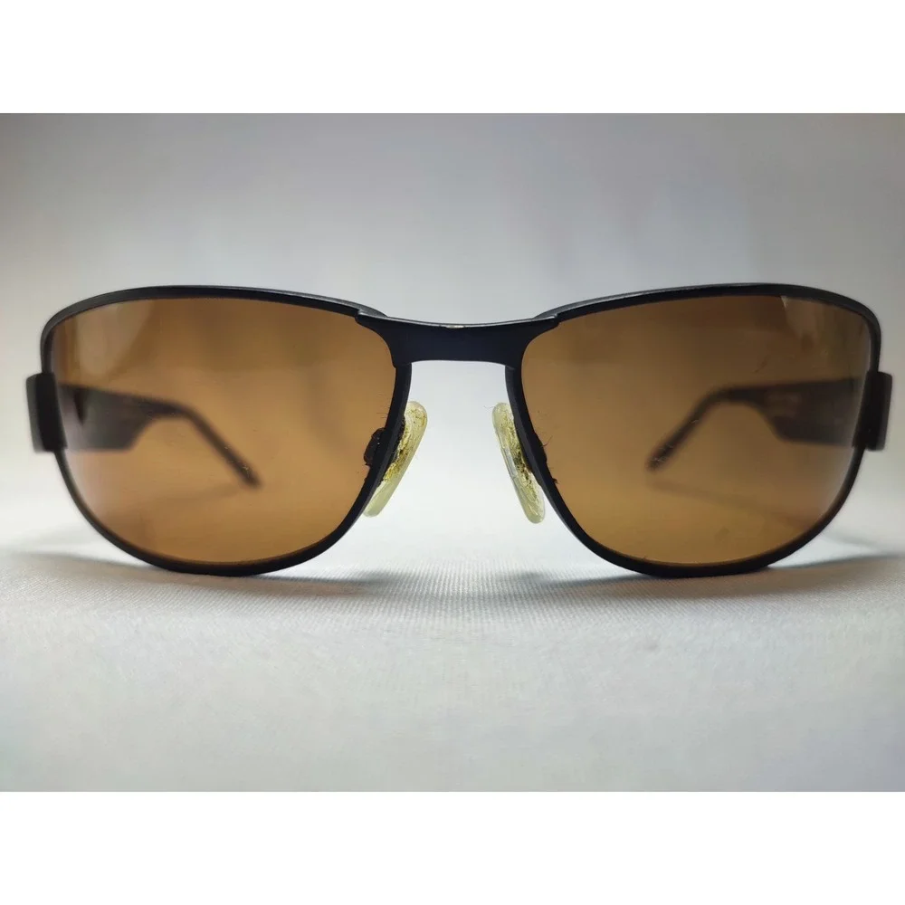 Gargoyles Moto Sunglasses Matte Black Amber Lens Wrap Italy USA Vintage 90s